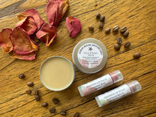 Load image into Gallery viewer, Cardamom Rose Coffee Shimmer Face & Body Balm + Lip Balms