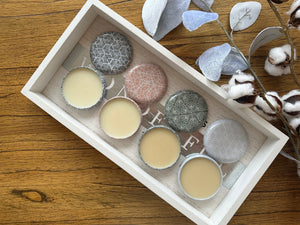 New! Winter Body Balms in Patterned Tins